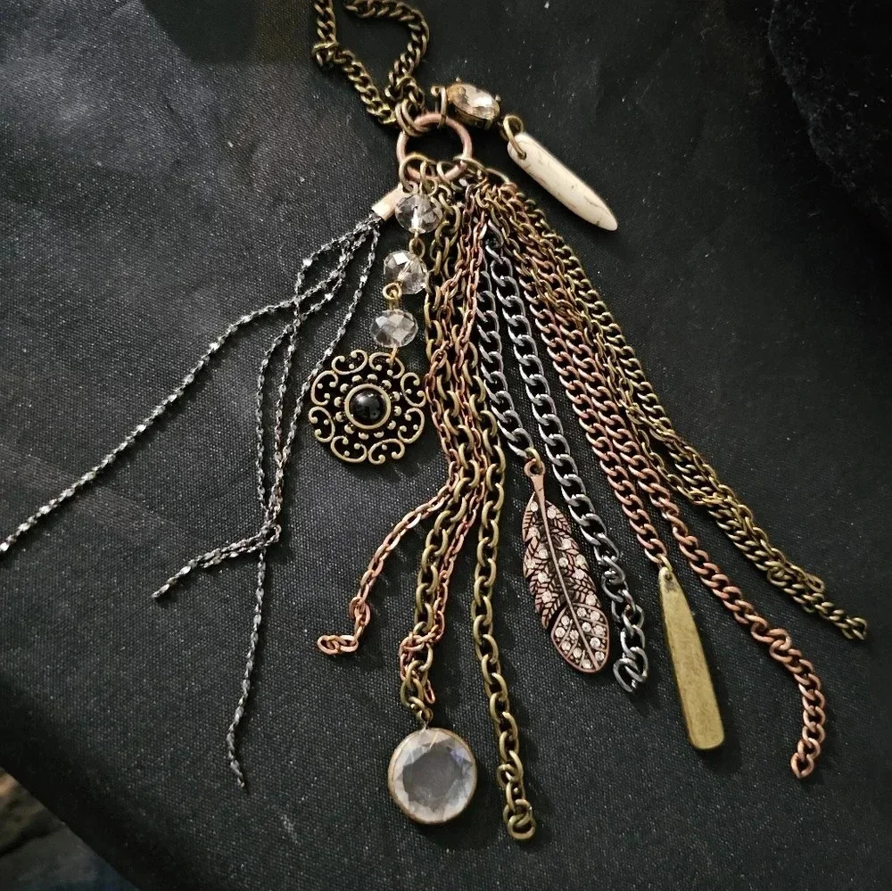 Copper color necklace 28"+5" Dangle - Picture 2 of 4